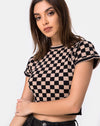 Image of Nelle Crop Top in Checkerboard Tan