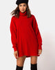 Image of Neve High Neck Dress in Red