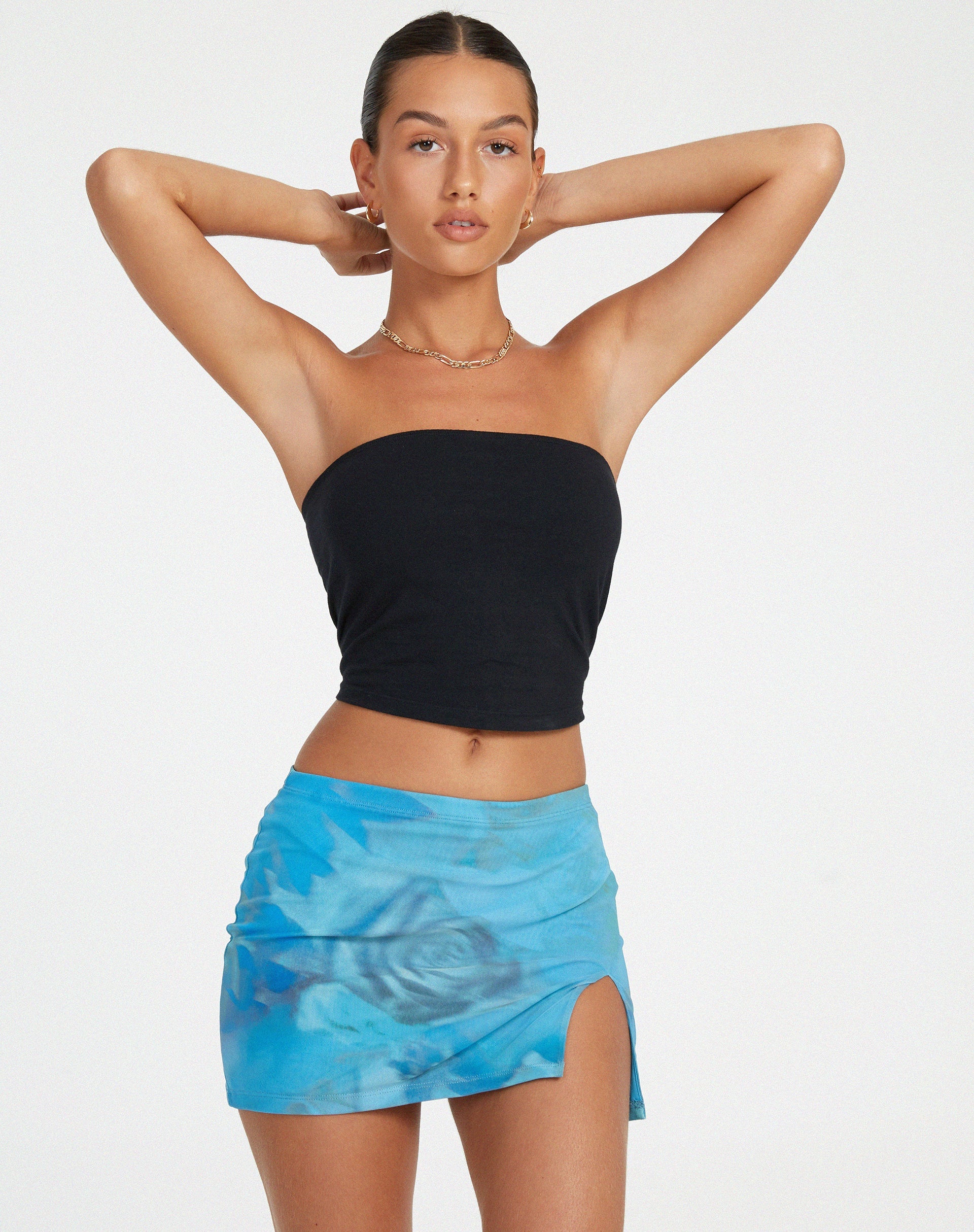 image of Niles Mini Skirt in Digi Petal Blue
