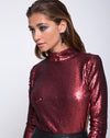 Image of Nix Backless Bodice in Fishcale Matte Sequin Wine