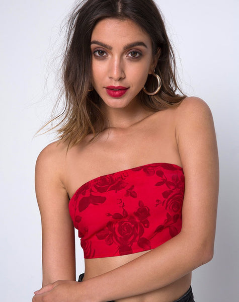 Atala Front Twist Bandeau Top in Red
