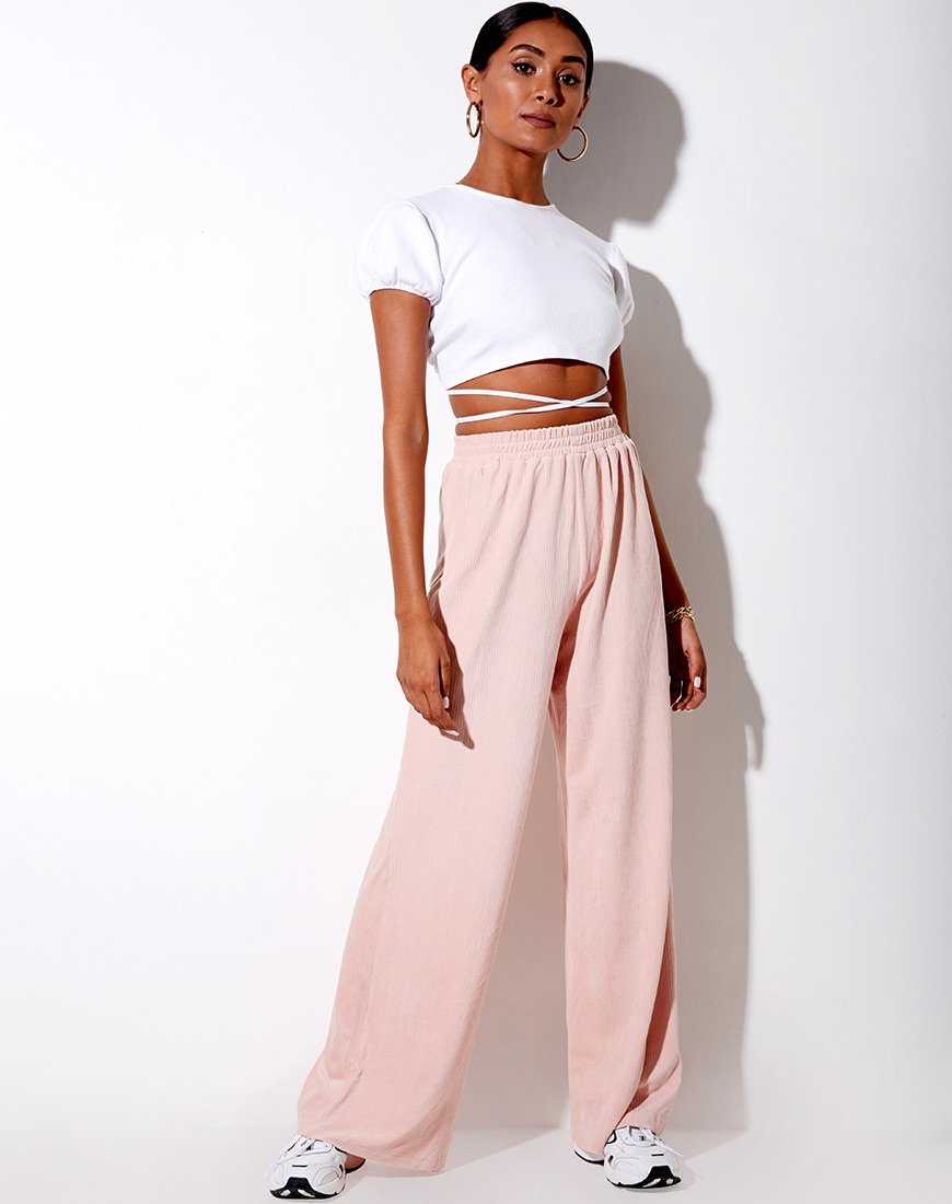Missguided Rose Matte Ribbed Wide Leg Pants  Wide leg trousers outfit  casual Wide leg trousers outfit Pants for women