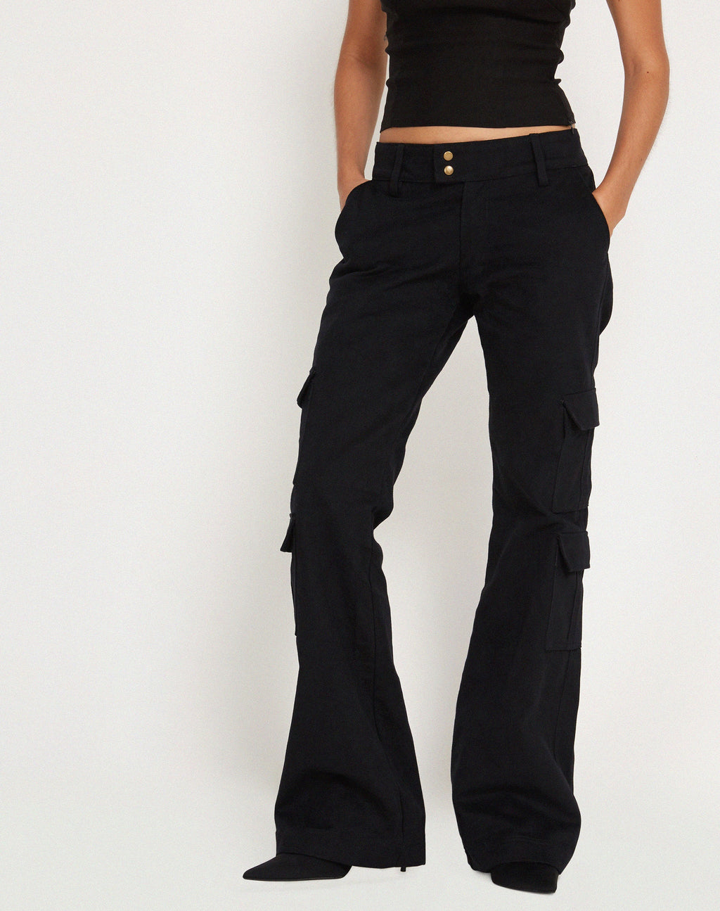 Ol Low Rise Wide Leg Cargo Trouser in Black