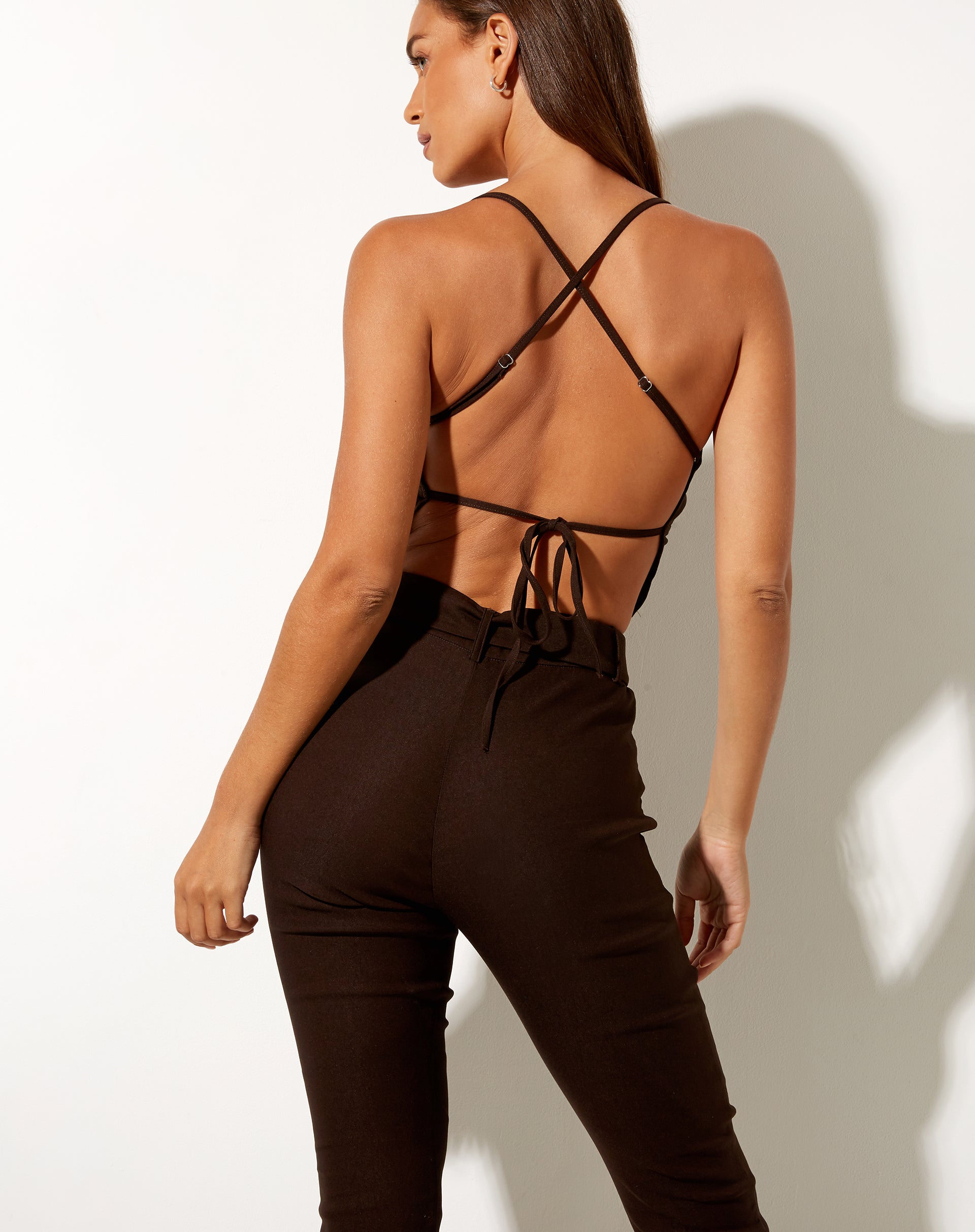 Image of Ombe Crop Top in Tailoring Brown