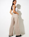 Image of Onfal Wide Leg Trouser in Taupe Check