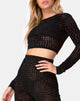 Image of Boro Crop Top in Croc Flock Black