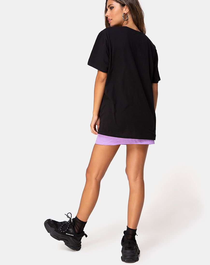 Image of Oversize Basic Tee in Black with Angel Embro