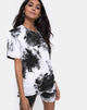 Image of Oversize Basic Tee in Mono tie Dye Black and White