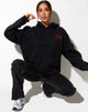Image of Oversize Hoodie in Black Angel Energy Light Red Embro