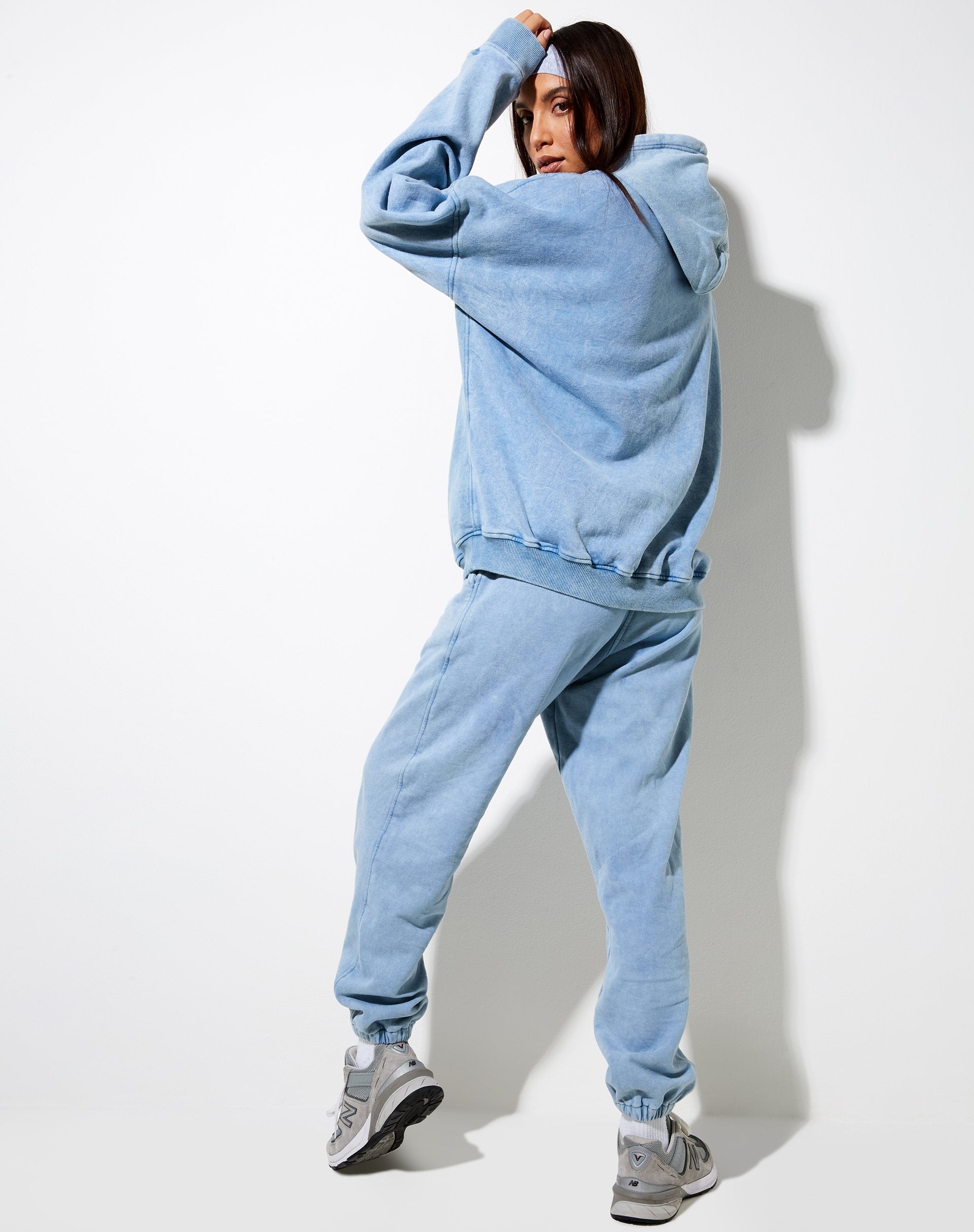 Image of Oversize Hoodie in Washed Blue Angel Energy Wings