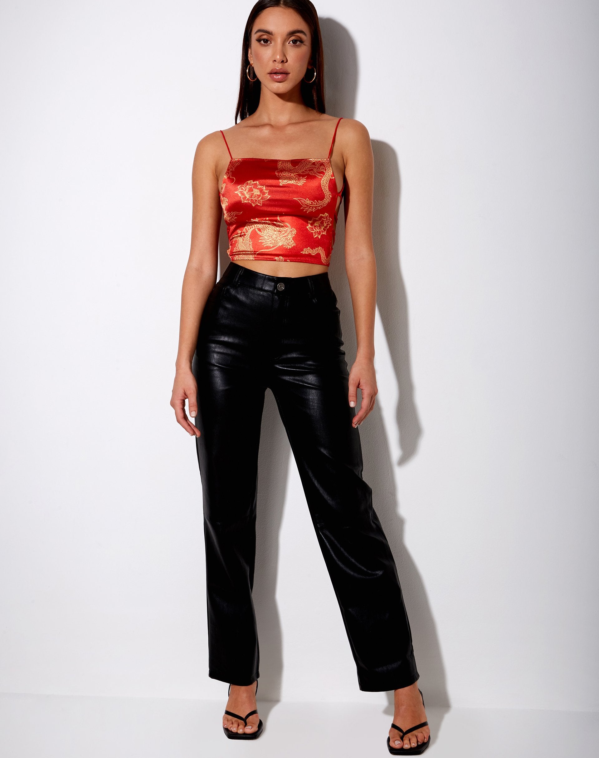 Image of Ozka Crop Top in Dragon Flower Red and Gold