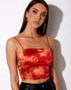 Image of Ozka Crop Top in Dragon Flower Red and Gold