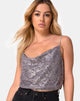 Image of Paima Strappy Top in Drape Net Sequin Silver