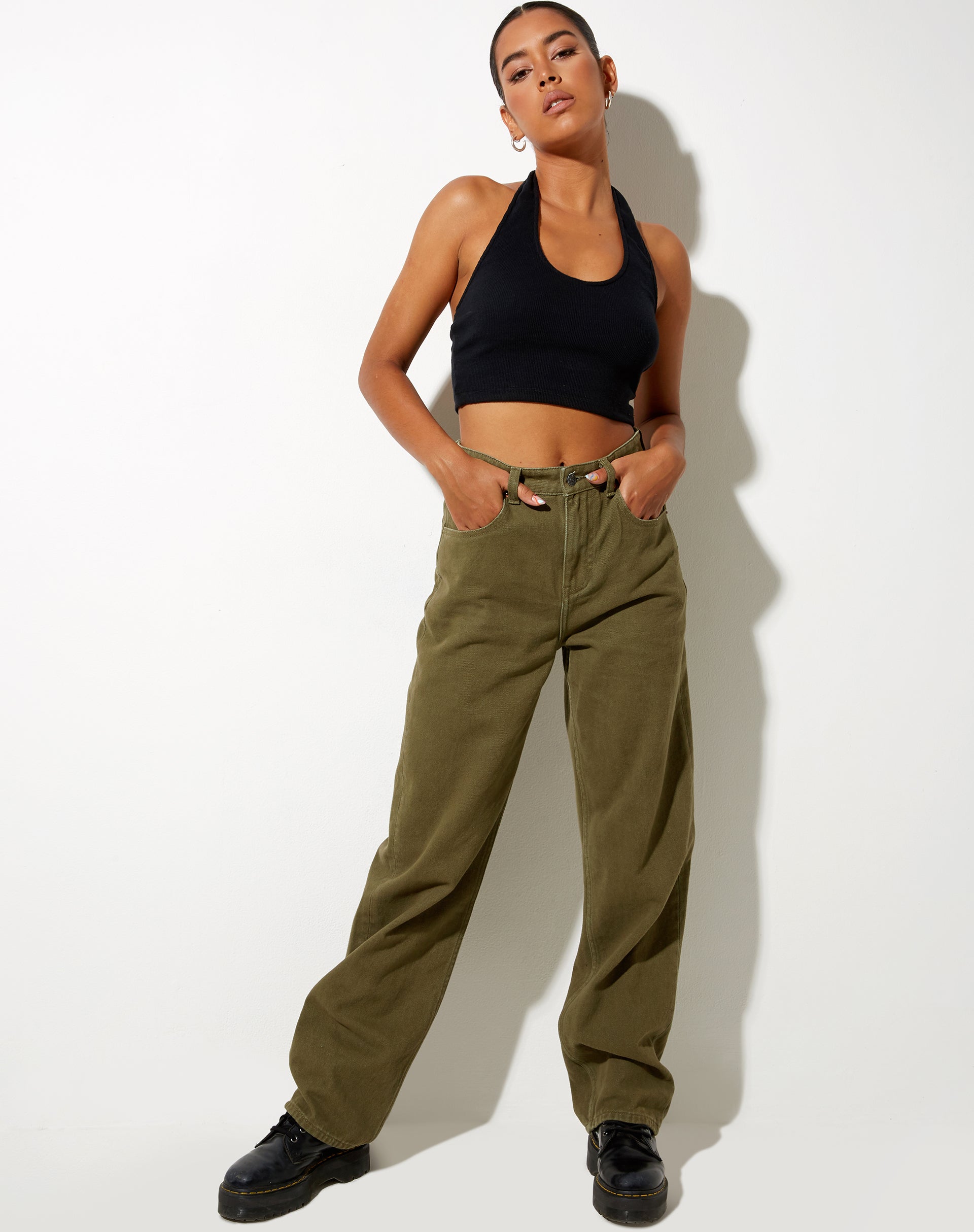 Image of Parallel Jeans in Khaki Green