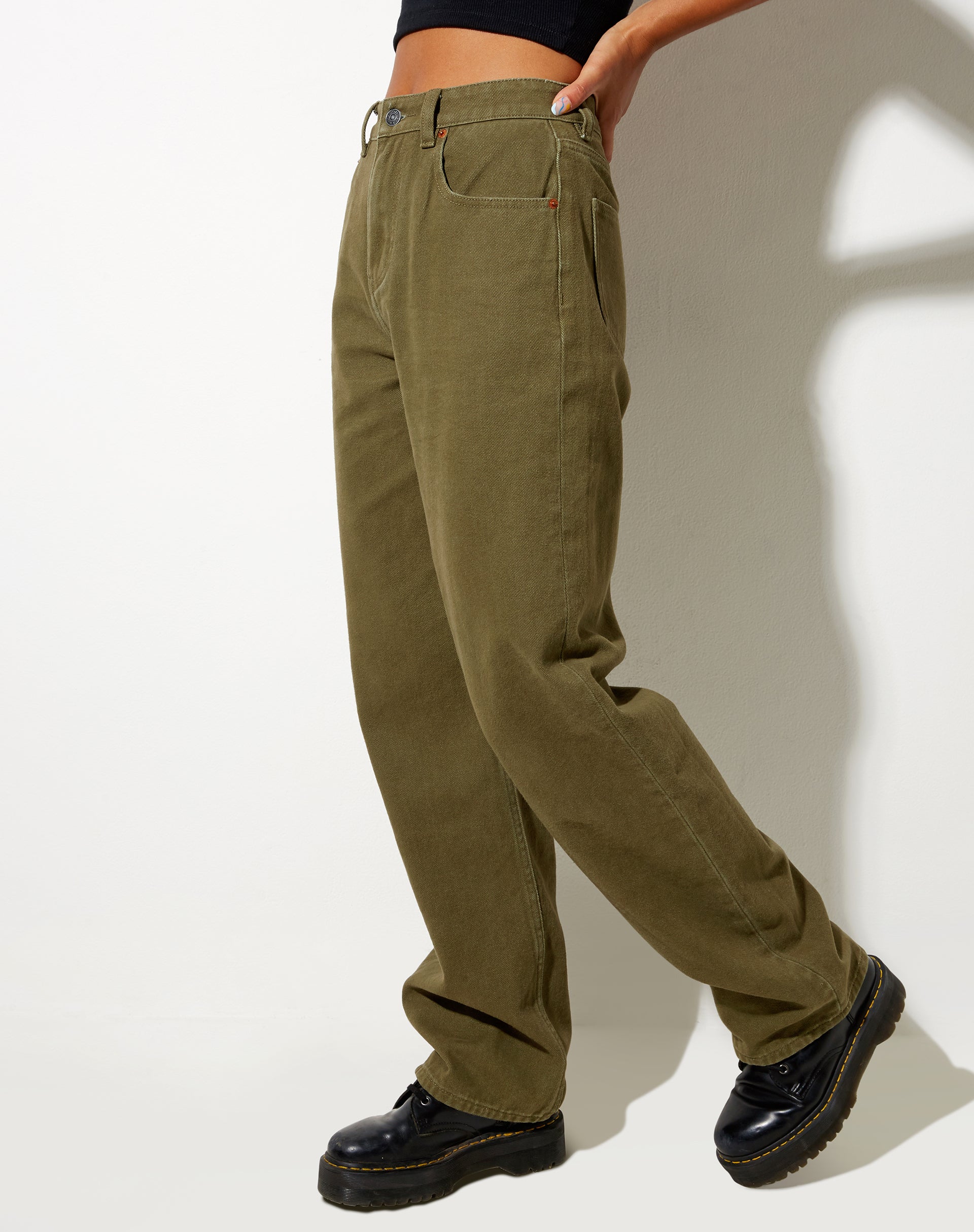 Image of Parallel Jeans in Khaki Green