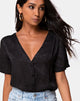 Image of Parki Top In Satin Cheetah Black