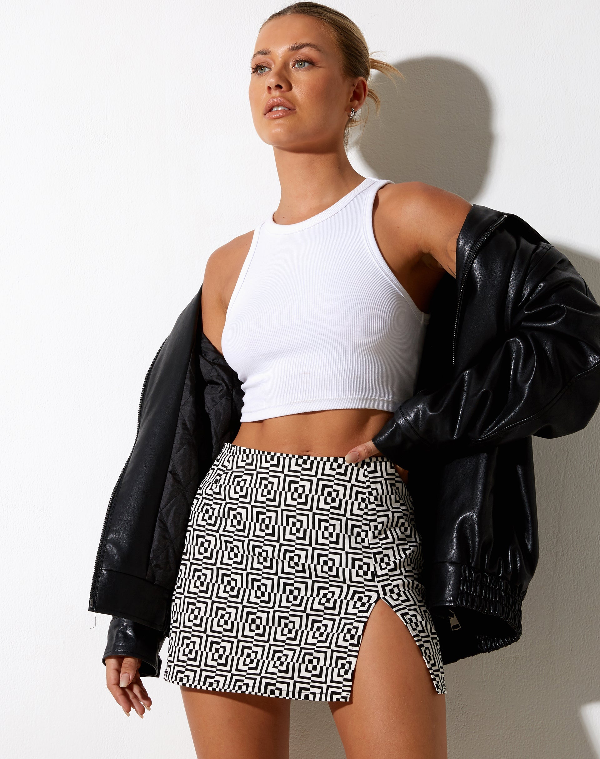 Image of Pelma Skirt in Optic Square Black and White
