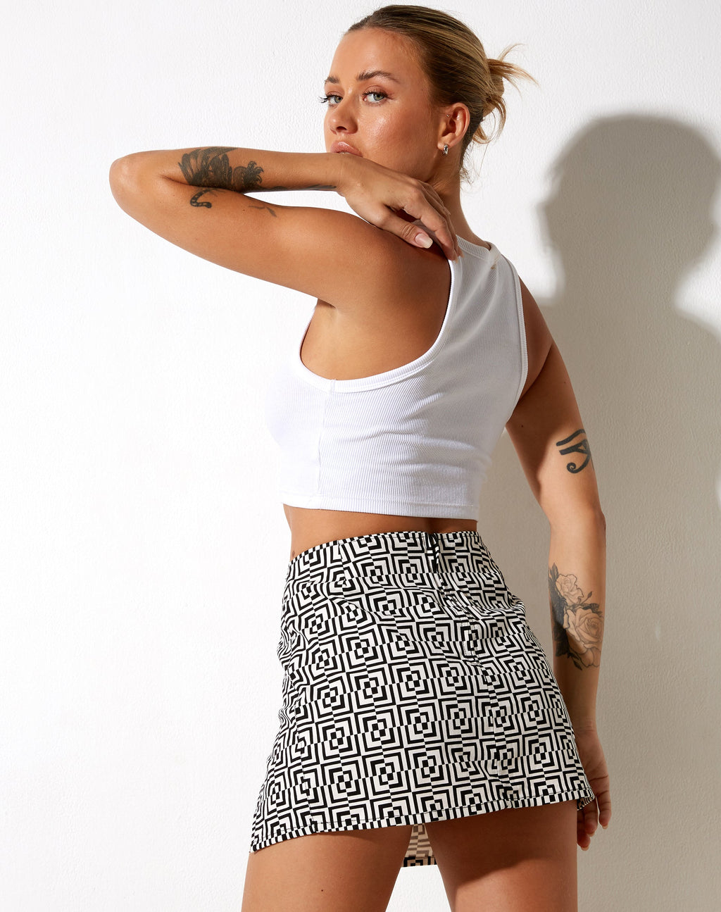 Pelma Skirt in Optic Square Black and White