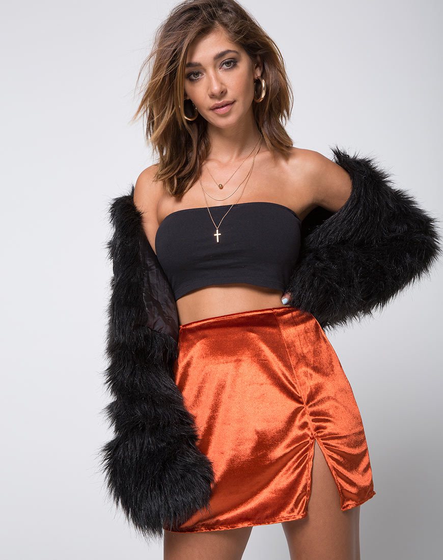 Image of Pelmet Mini Skirt in Velvet Rust