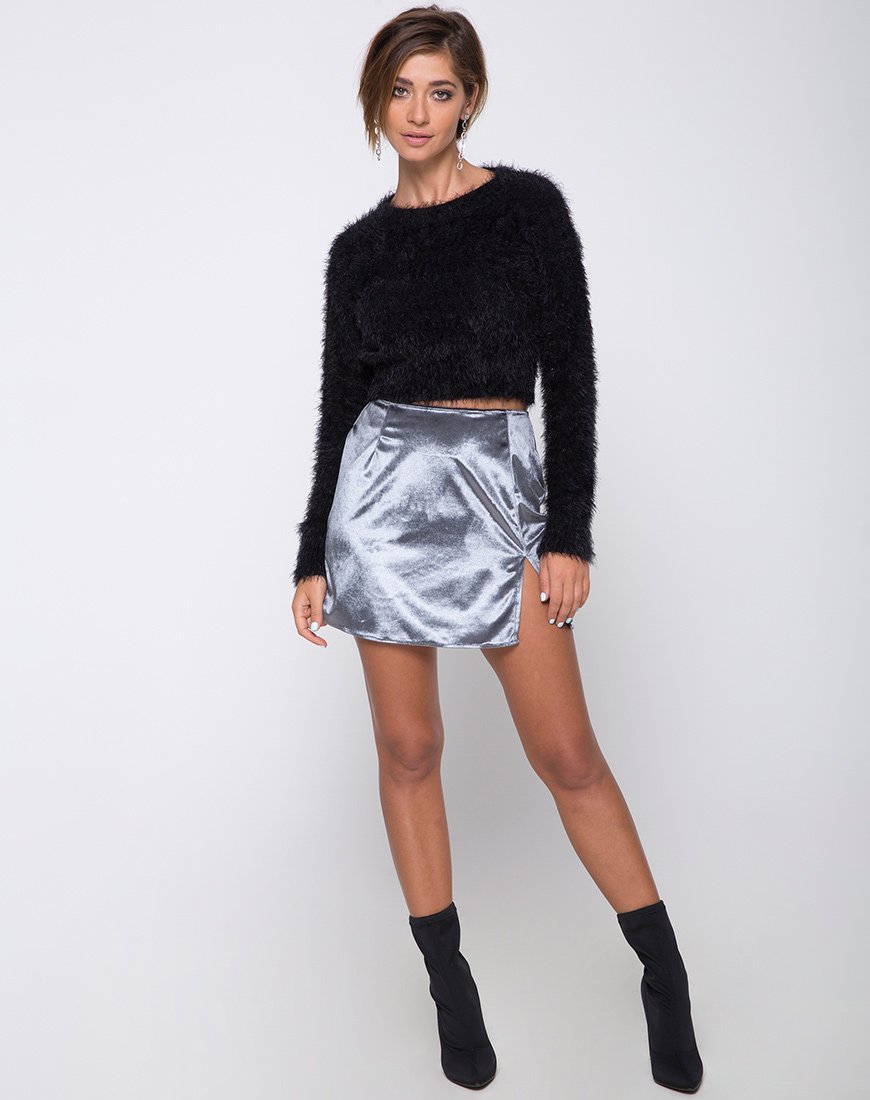 Image of Pelmet Mini Skirt in Velvet Silver