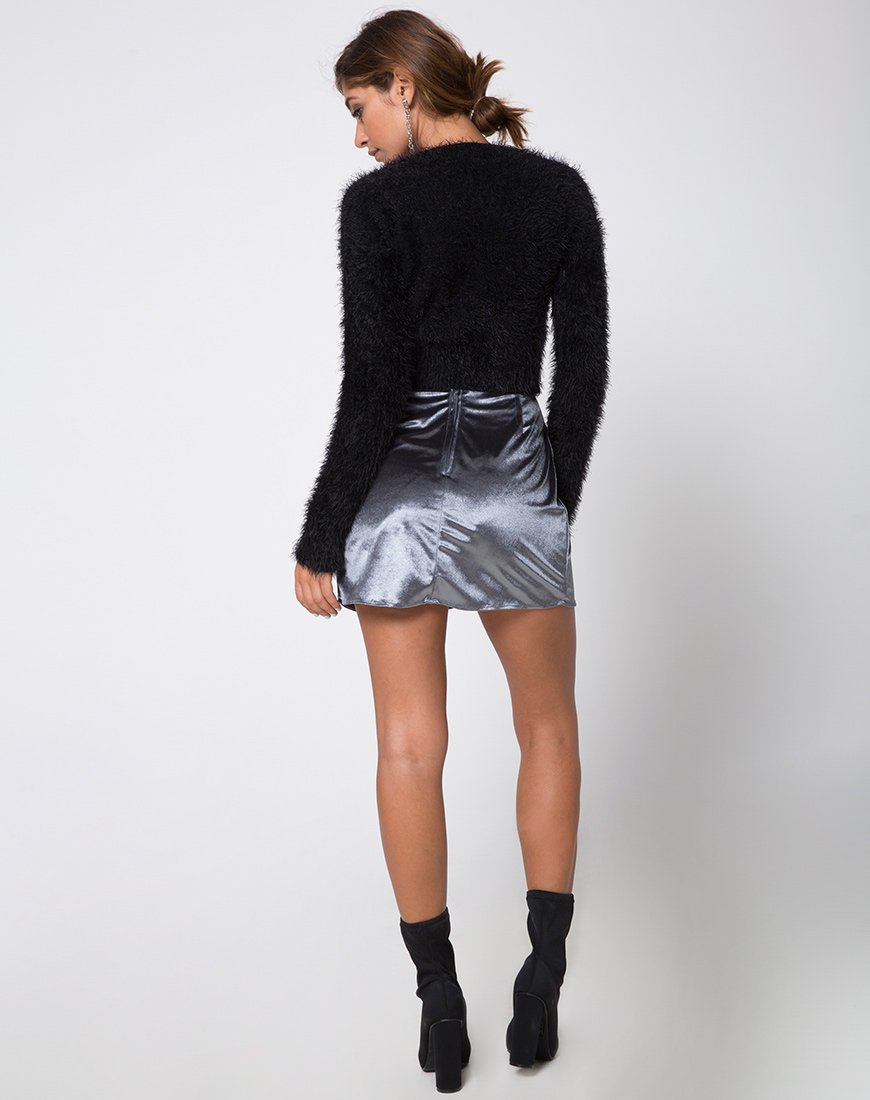 Image of Pelmet Mini Skirt in Velvet Silver