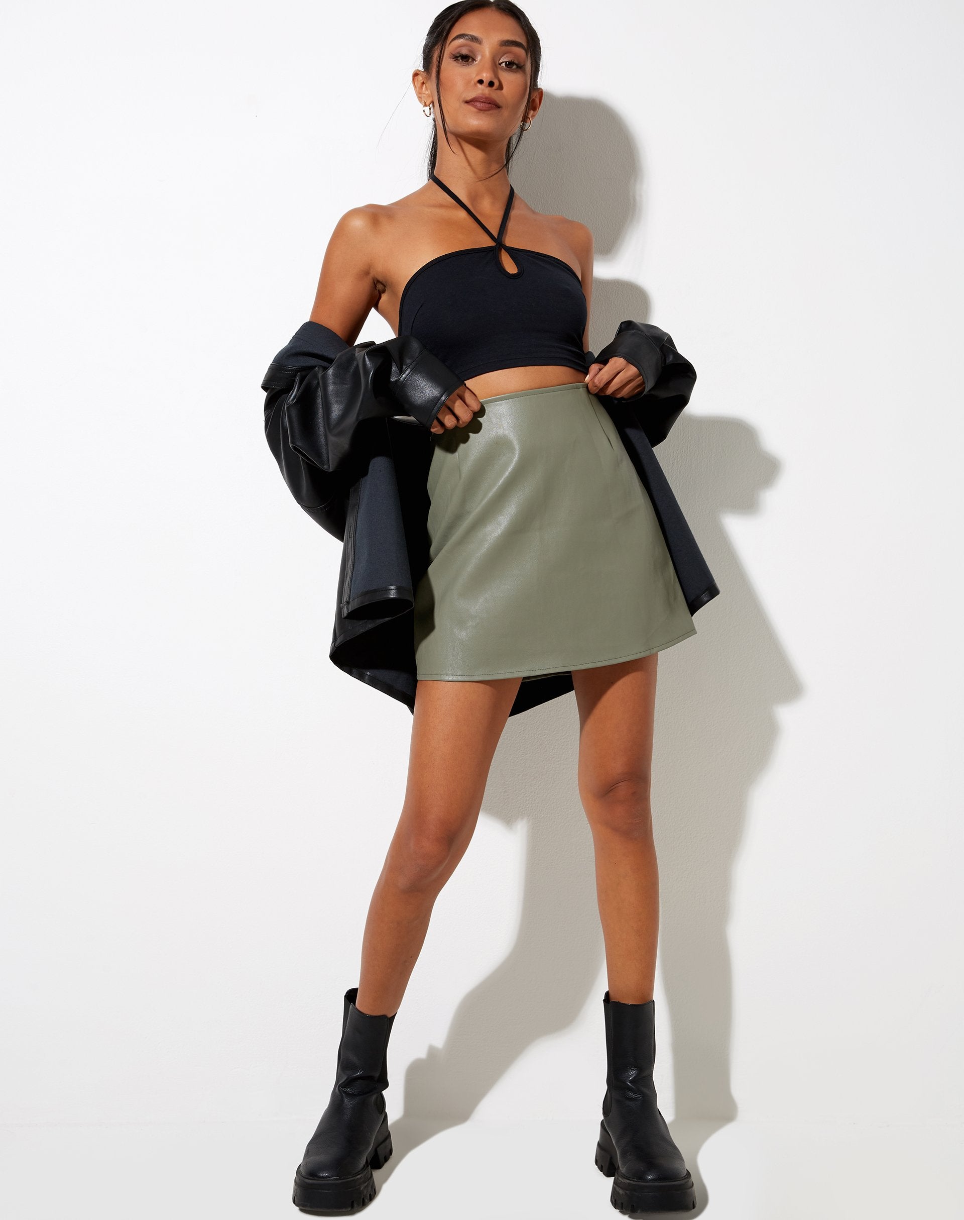 Image of Pelmo Mini Skirt in Pu Green