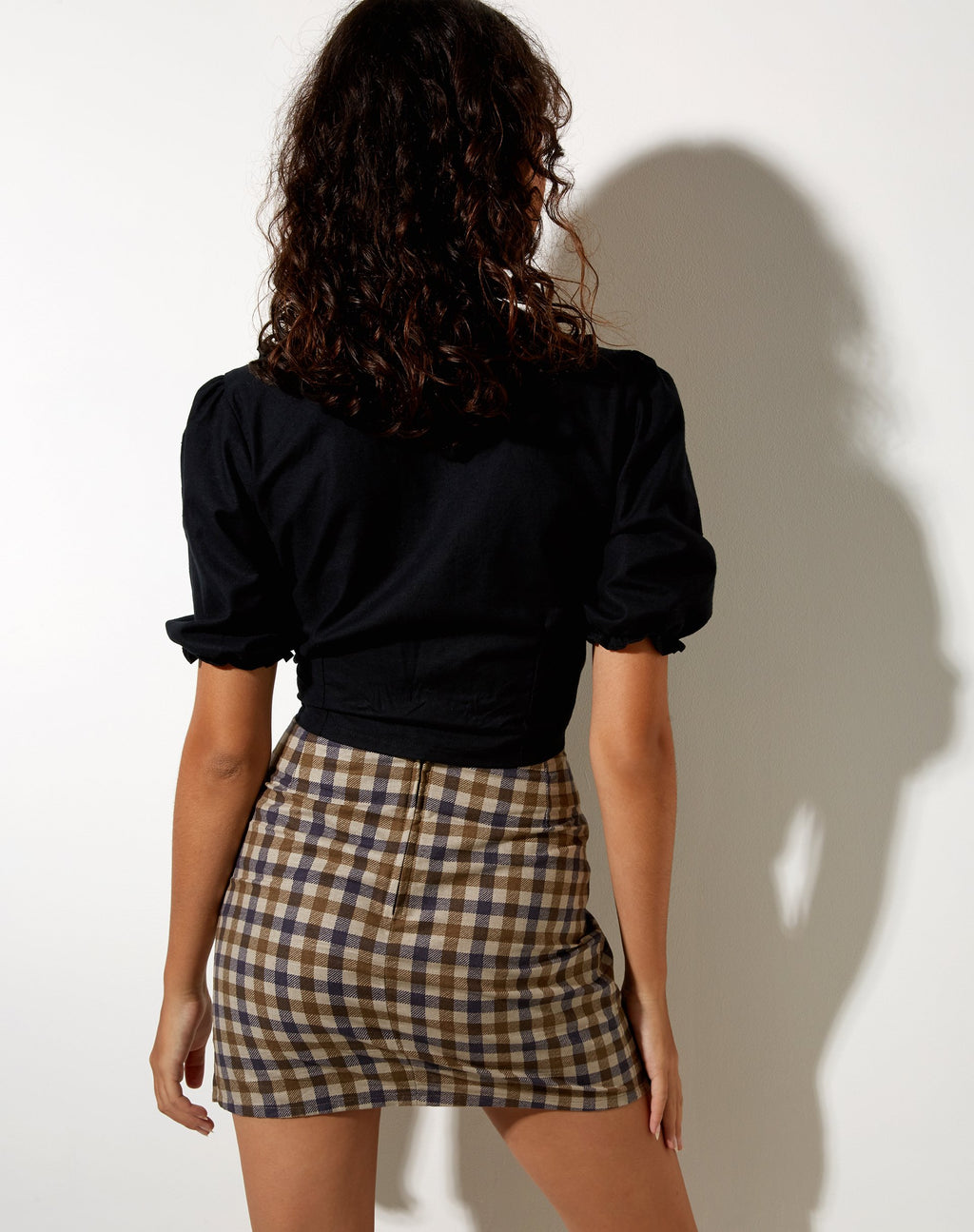 Pelmy Mini Skirt in 40's Check Tan