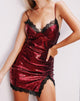 Image of Romini Dress in Burgundy Mini Sequin with Black Lace