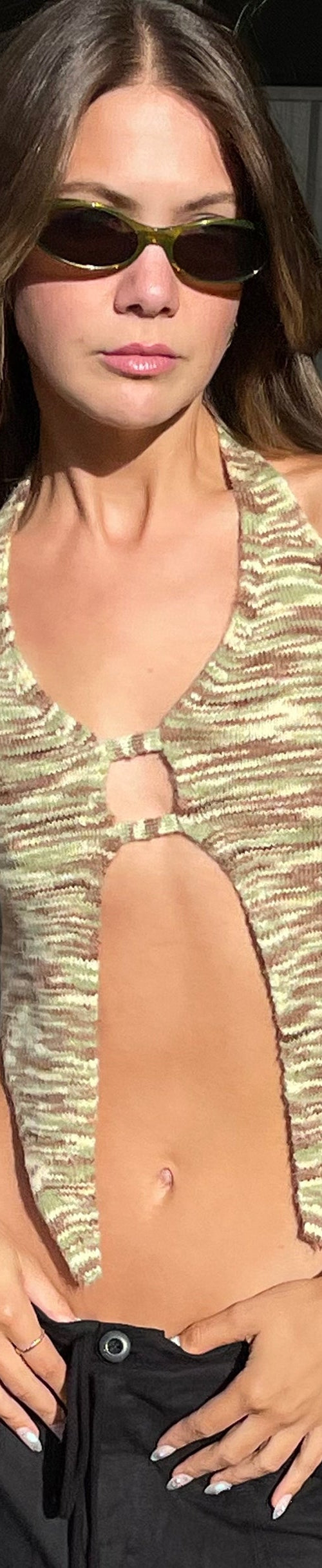 image of MOTEL X JACQUIE Arumi Top in Mix Space Dye Khaki