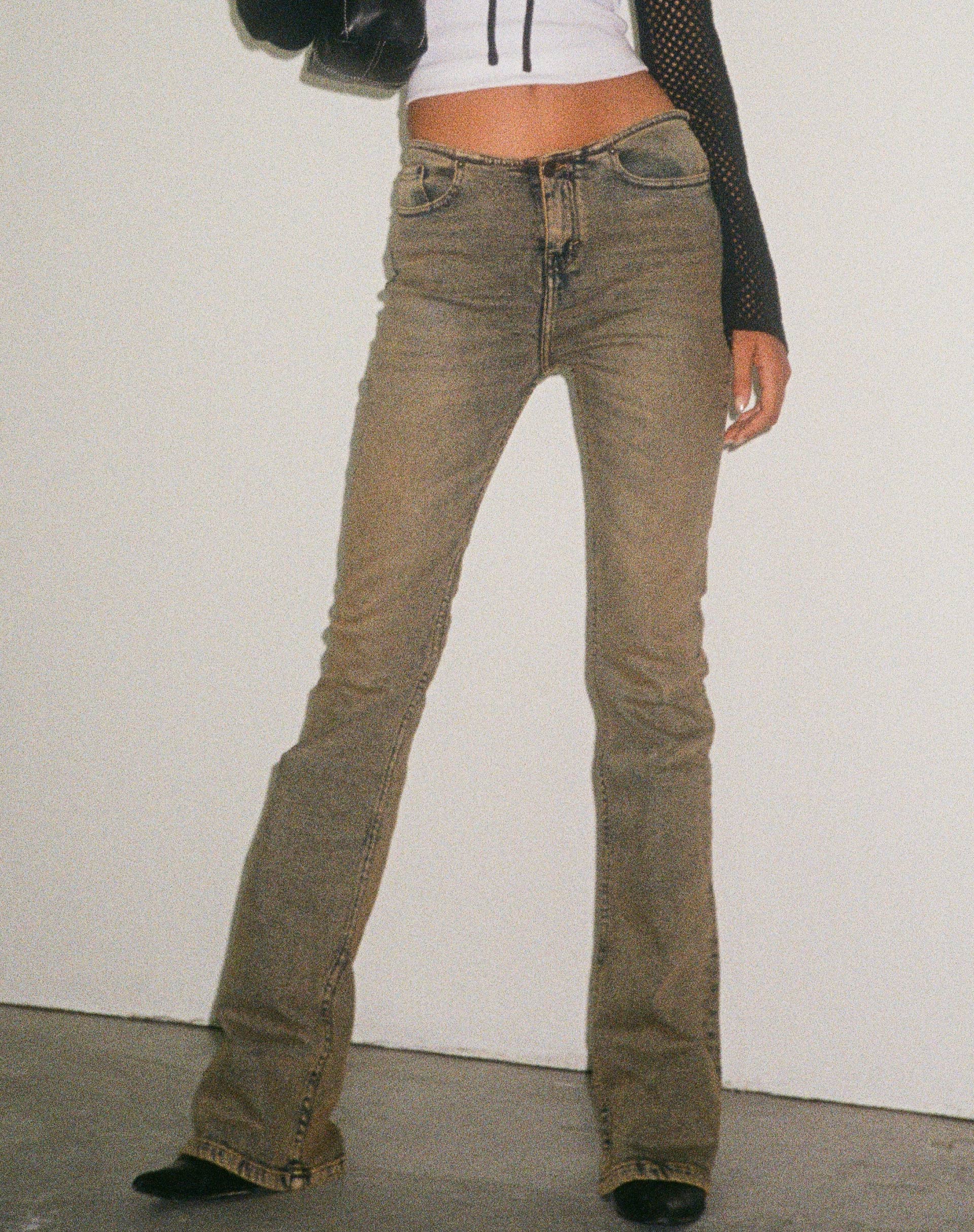 image of Clean Waist Low Rise Jeans in Sandy Blue