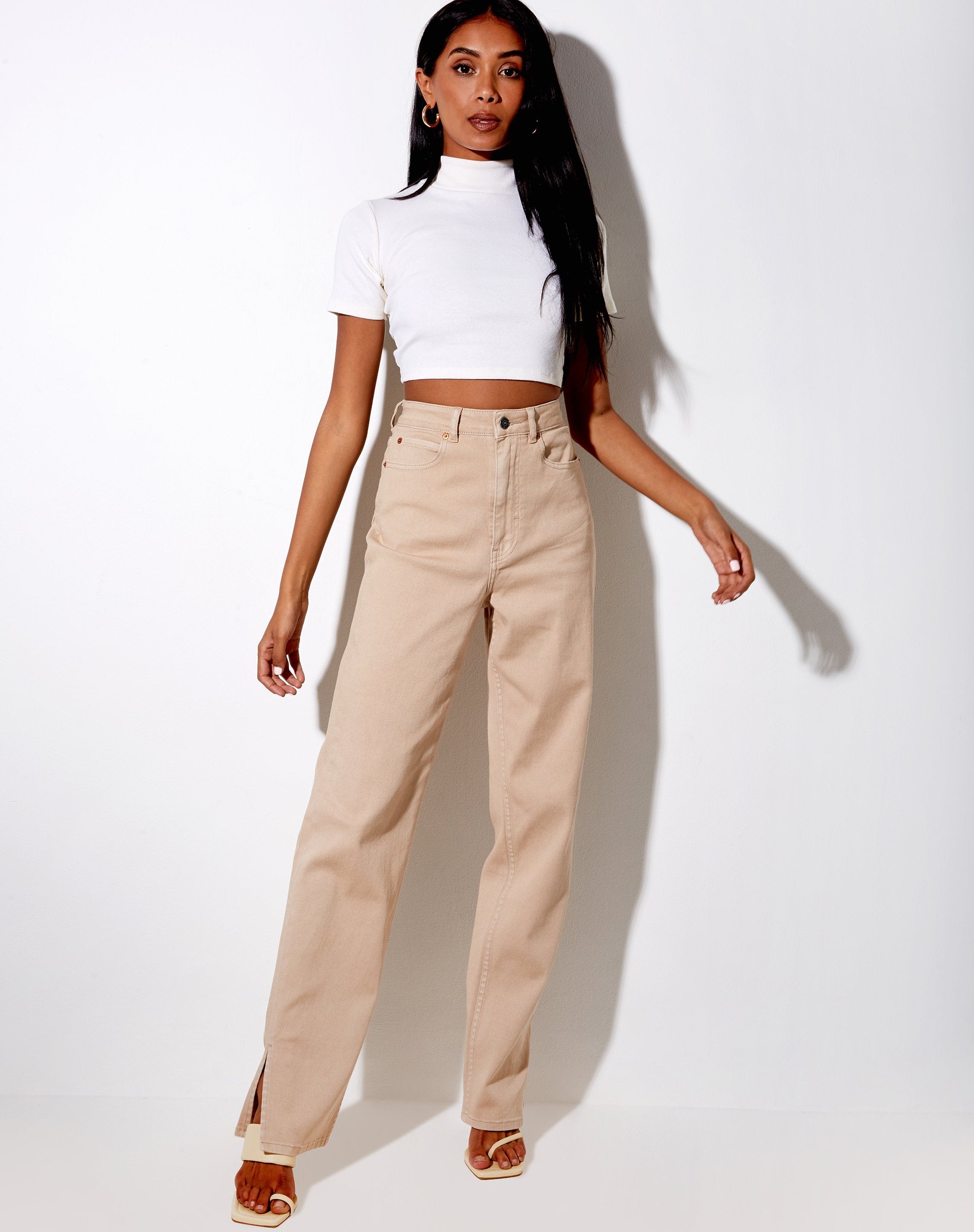 Image of Que Crop Top in Rib Ivory