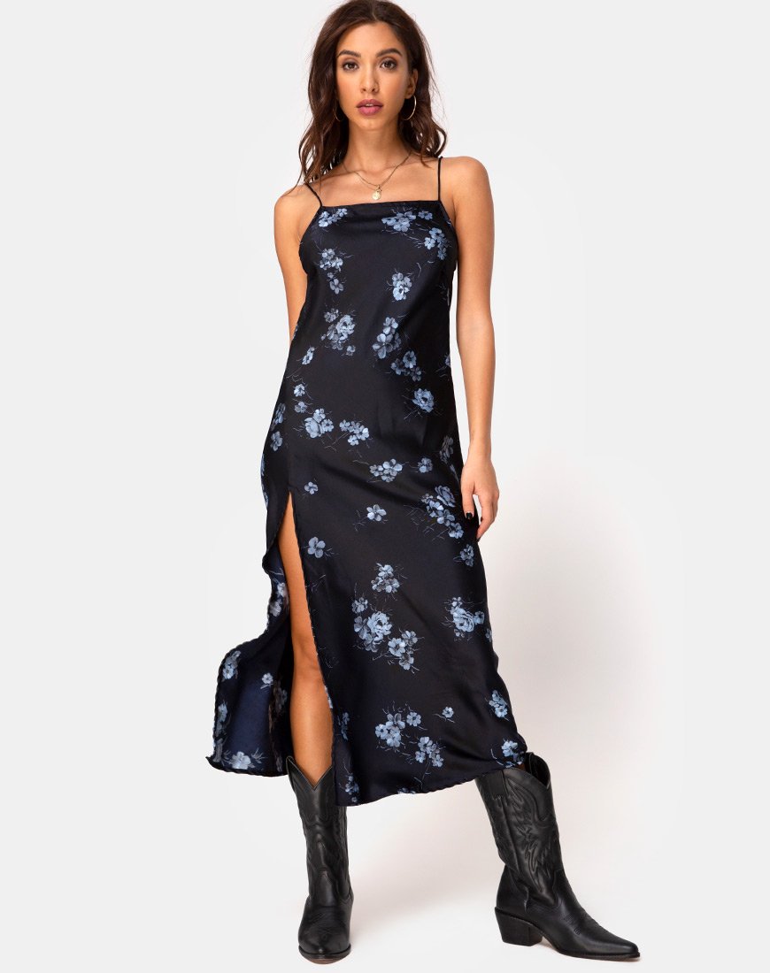 Image of Quinty Dress in Black Mono Flower