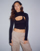 image of Raccet Long Sleeve Crop Top in Black