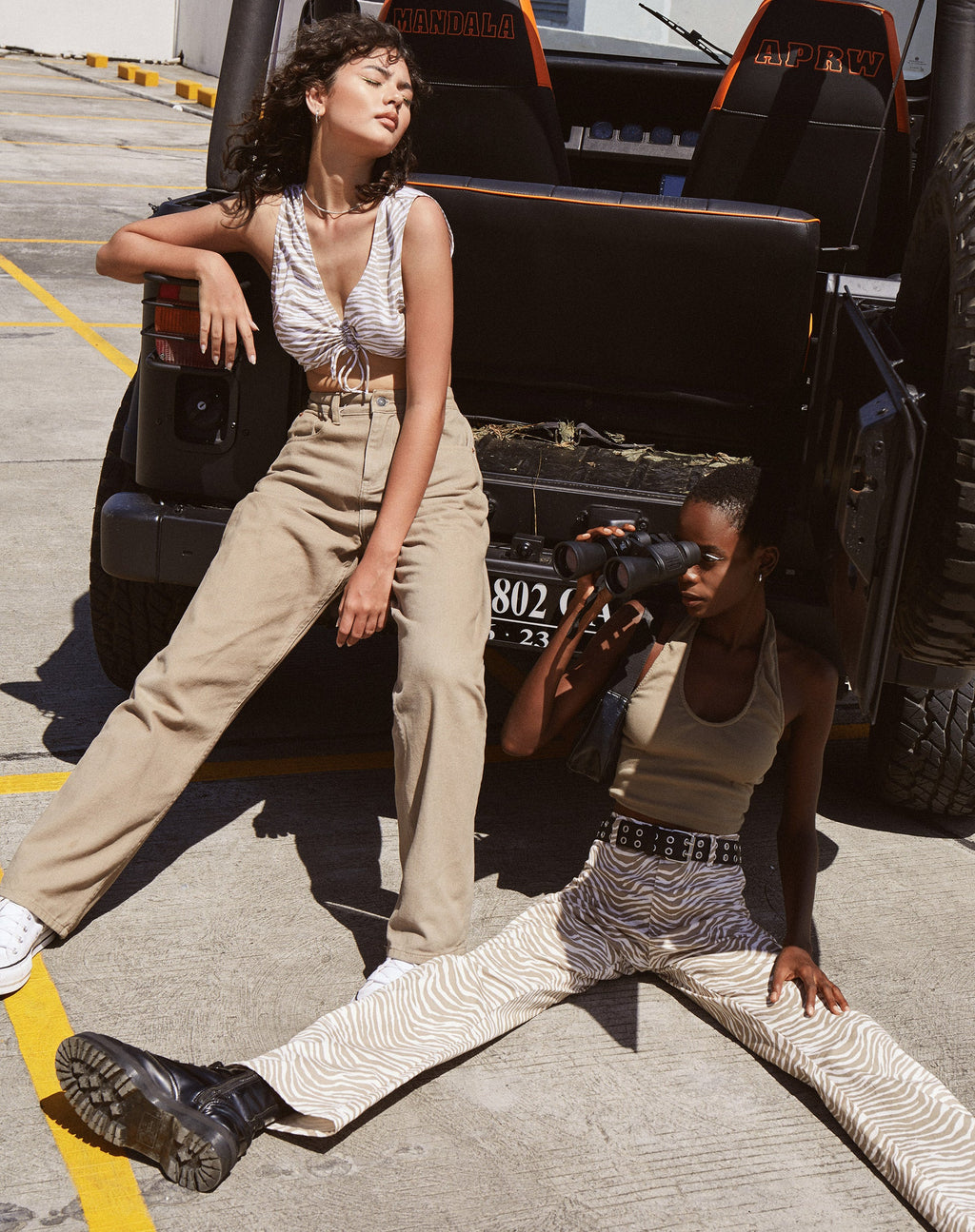 Raeless Crop Top in Tonal Zebra