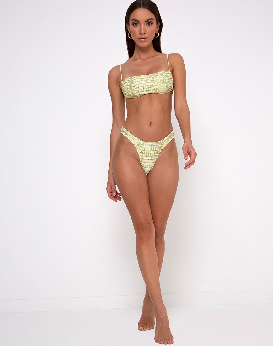 Image of Farida Bottom Bikini in Croc Green