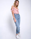 Image of Reilly Cold Shoulder Bodice in Spot Stripe Pink and White