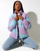 Image of Renee Puffa Jacket in Panelled Purple and Blue