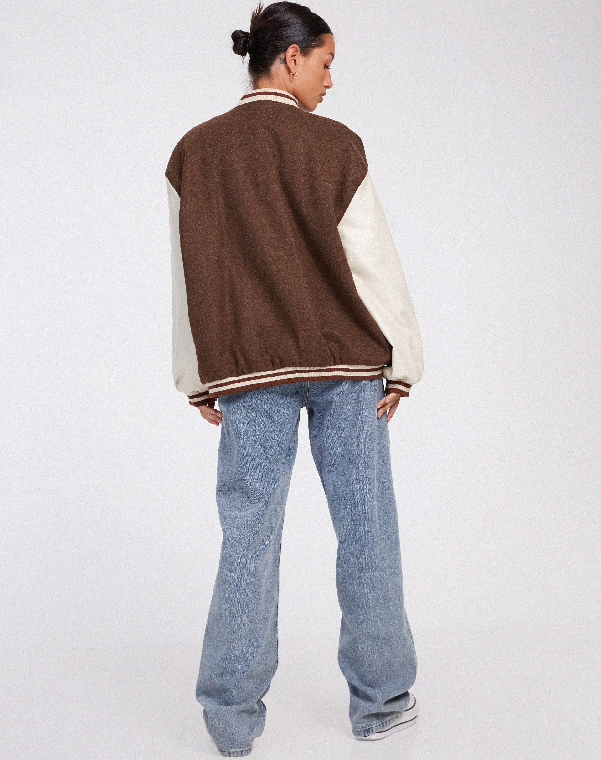 Image of Bama Varsity Jacket in Brown Beige