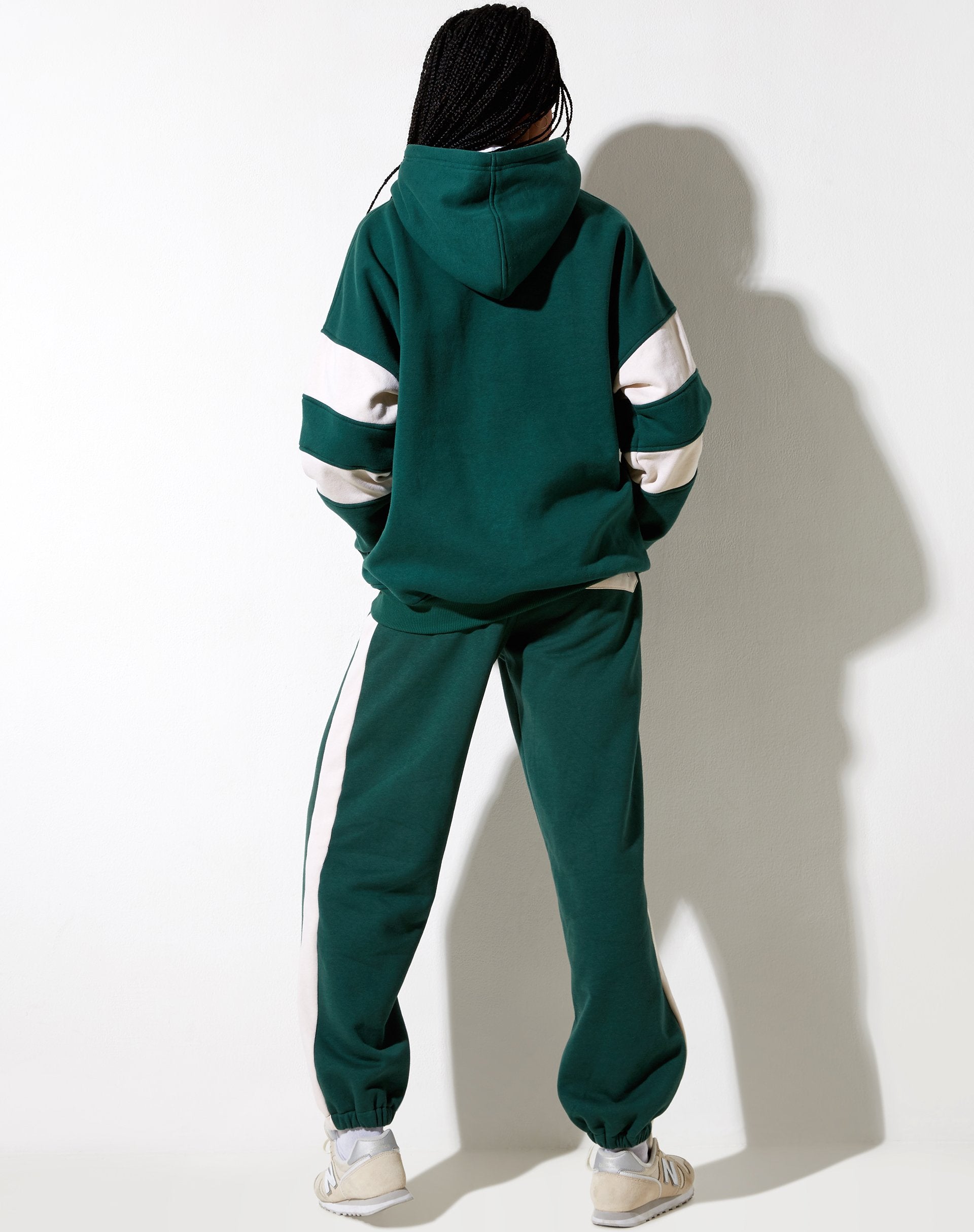 Image of Mora Hoodie in Forest Green and Winter White Sporting Club Mix Embro
