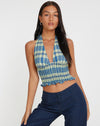 image of Naoki Crop Top in Colourpop Check Green and Blue