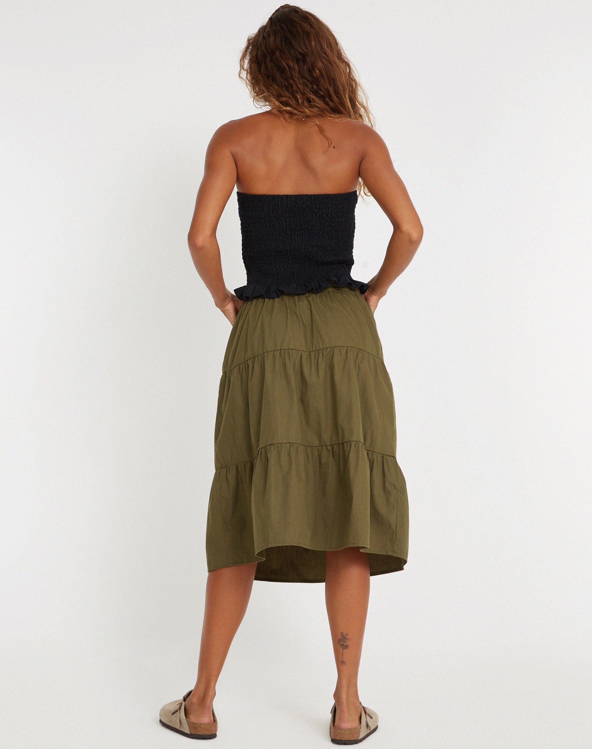image of Reef Midi Skirt in Loden Green