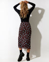 Image of Rindai Midi Skirt in Femme Floral Blue and Brown