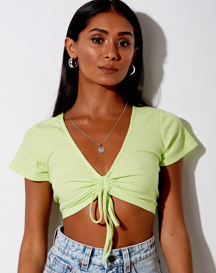 Image of Rivera Crop Top in Rib Lime