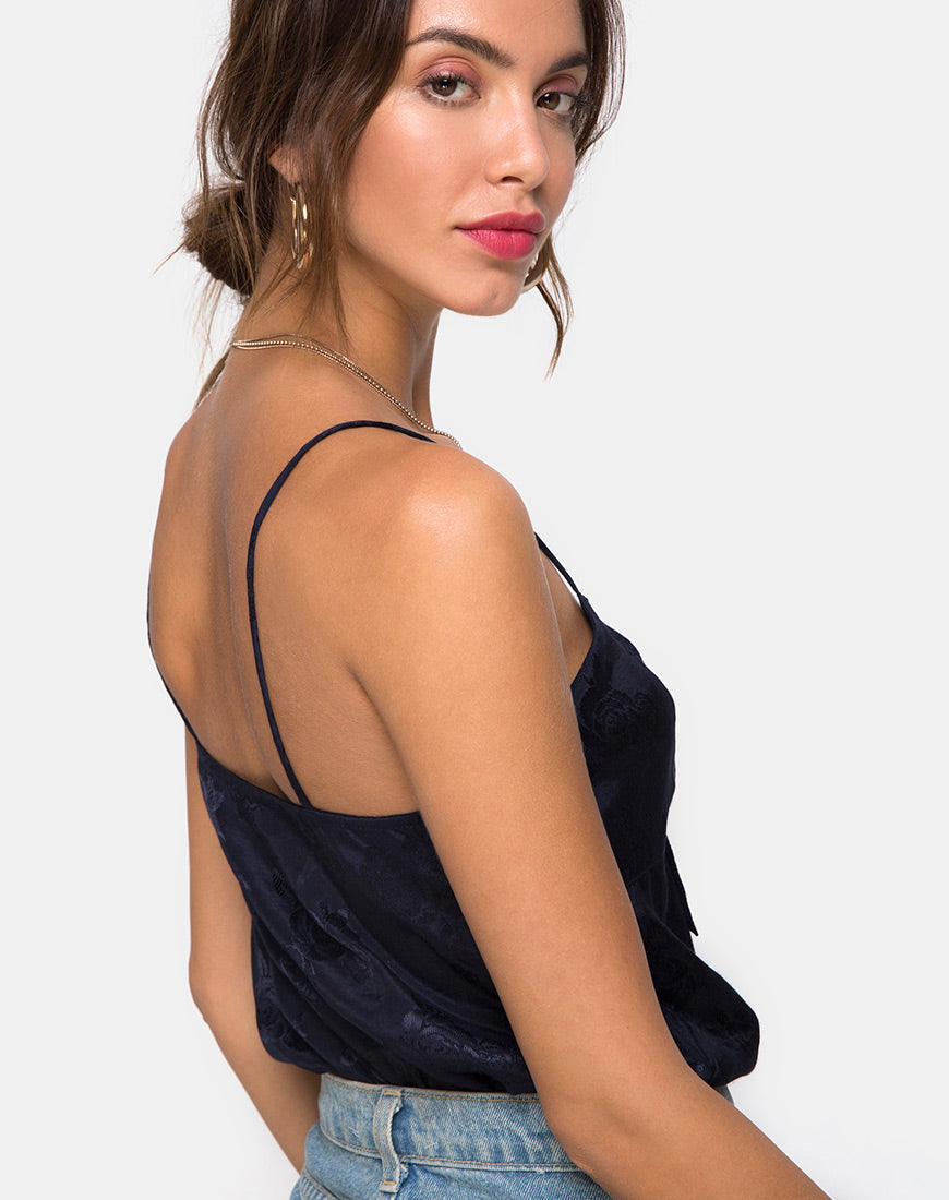 Rodice Bodice in Satin Rose Navy