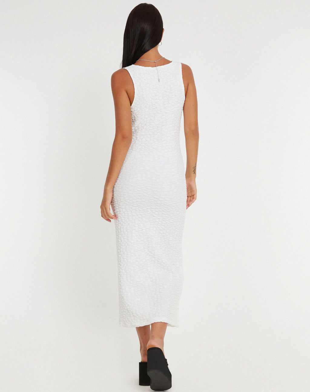 Roski Textured Midi Dress in White