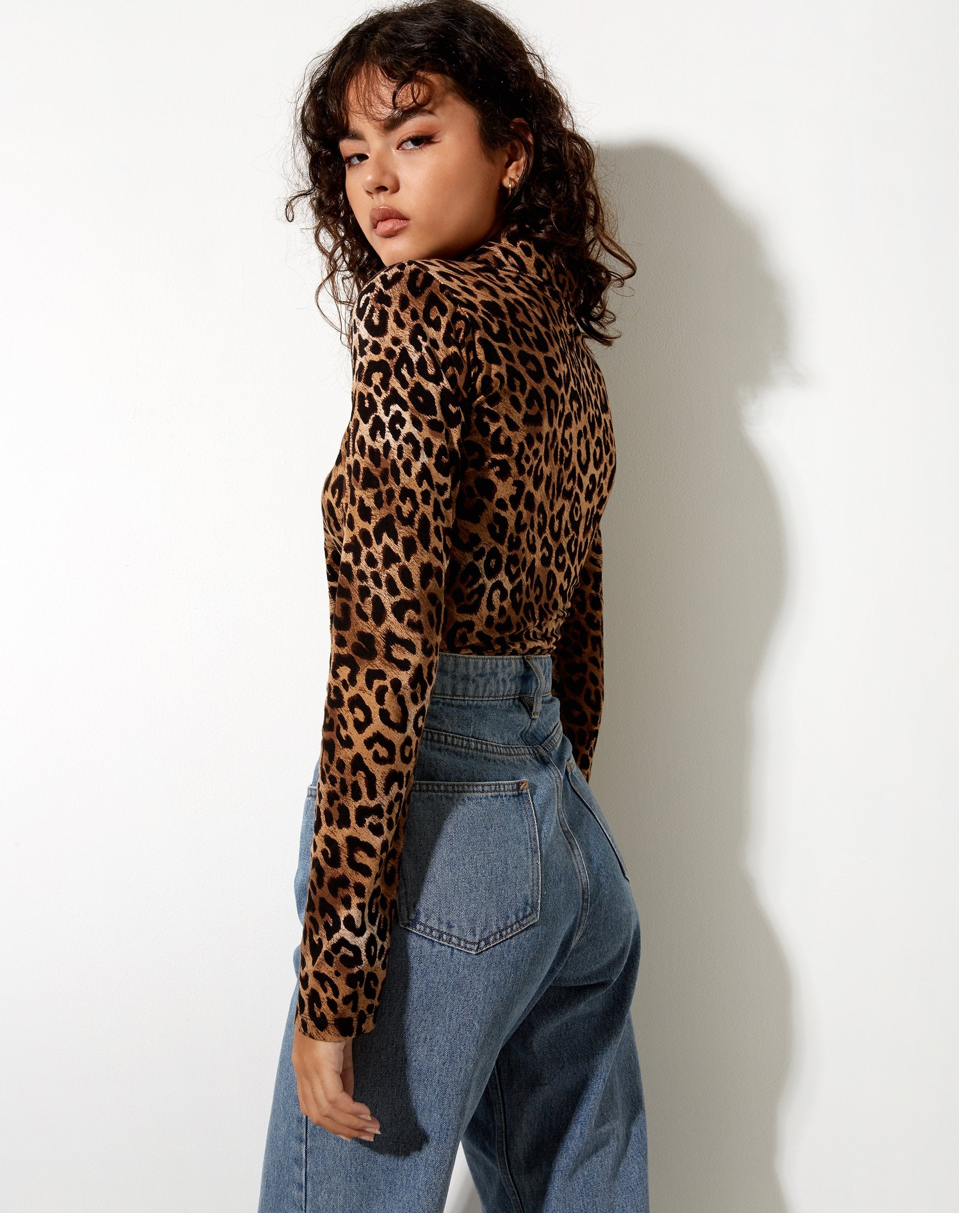 Image of Ryals Crop Top in Night Leopard Brown