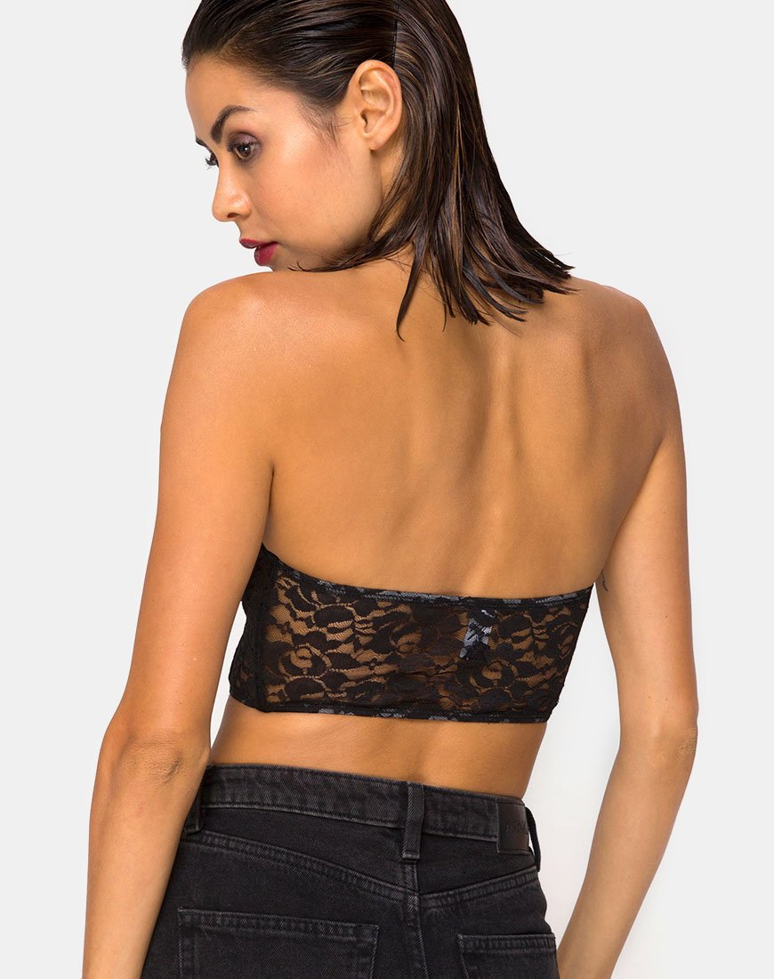 Image of Ryilup Bralet Top in Lace Black