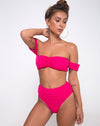 Image of Shaca Bikini Bottom in 80s Crinkle Pink Highlighter