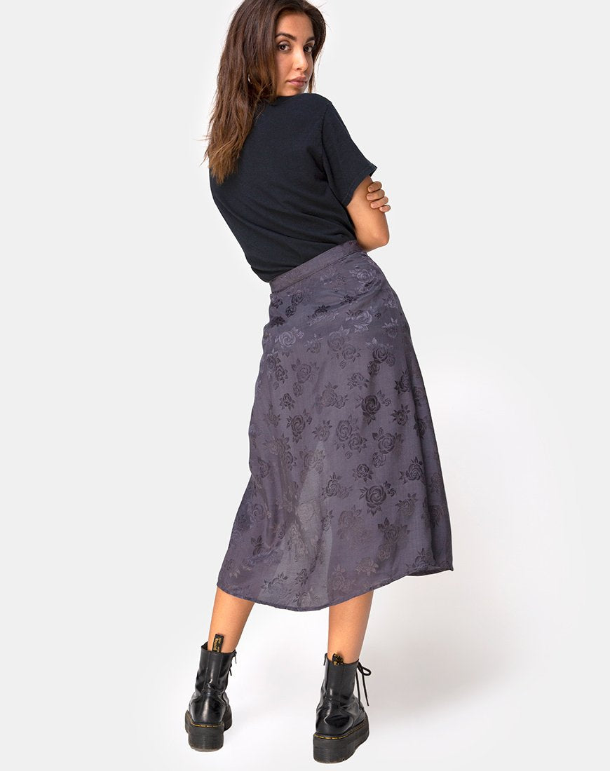 Saika Midi Skirt in Satin Rose Grey