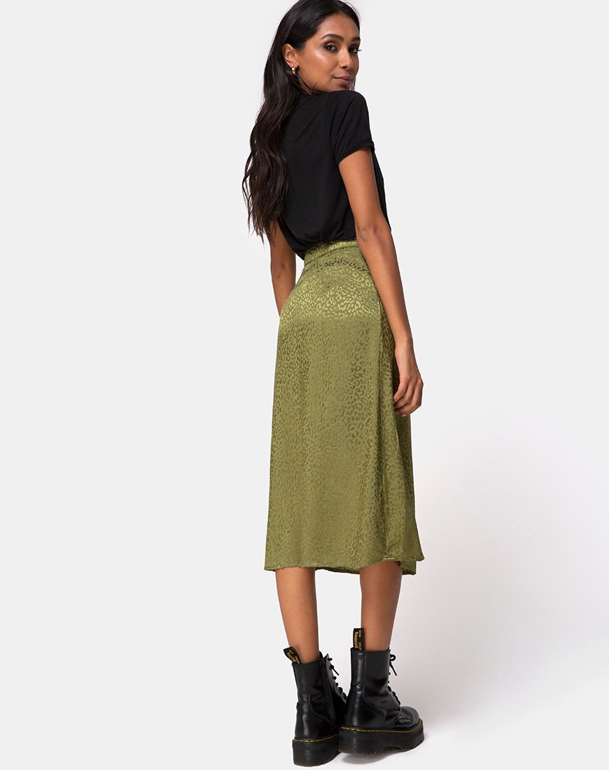 Cheetah midi cheap skirt green